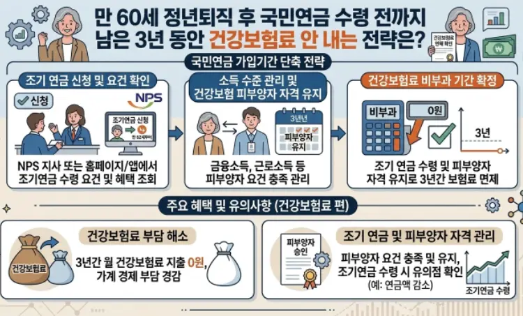 정년퇴직 후 국민연금 수령 전까지 남은 3년 동안 건강보험료 안 내는 전략-1
