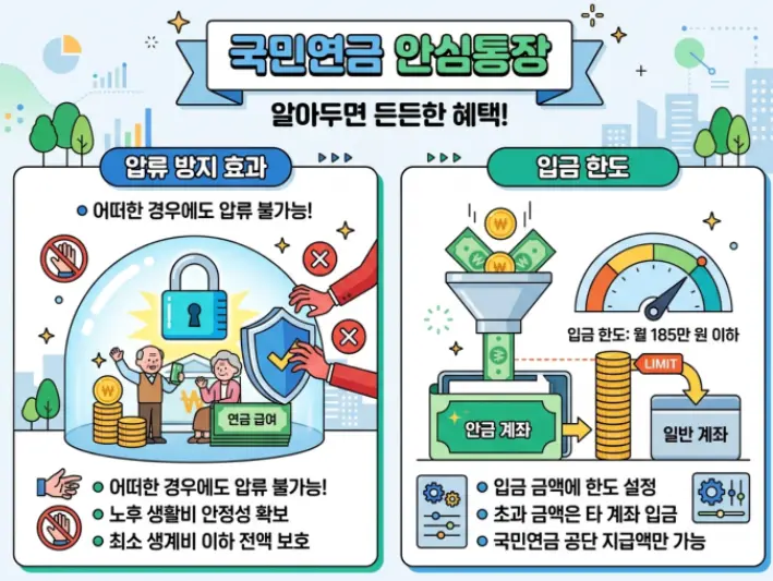 국민연금 안심통장 압류방지 효력과 입금 한도액