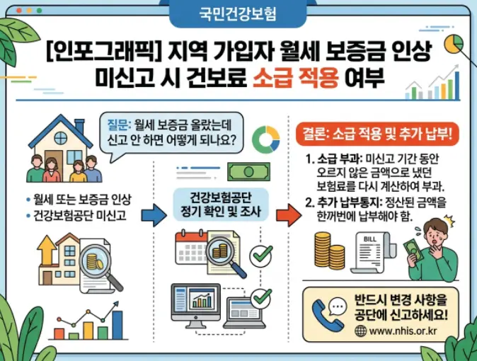 지역가입자 건강보험료 전월세 보증금 인상분 미신고 시 소급 적용 여부