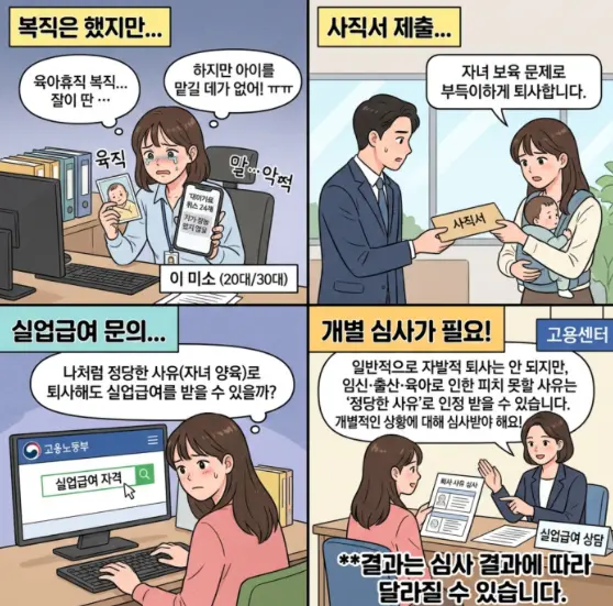육아휴직-끝나고-복직-직후-아이-맡길 곳-없어-퇴사하면-실업급여