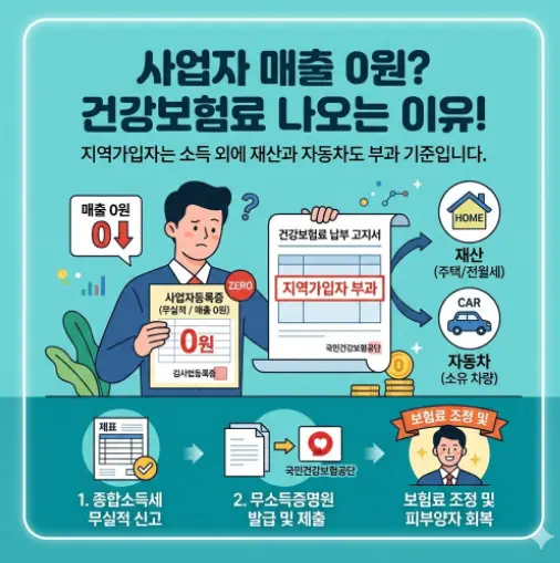 사업자등록증 매출 0원 무실적인데 지역가입자 건강보험료