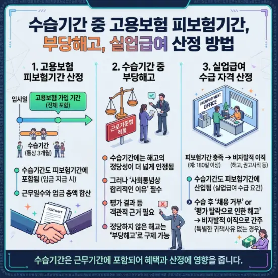 수습기간-부당해고-실업급여-고용보험 피보험-기간