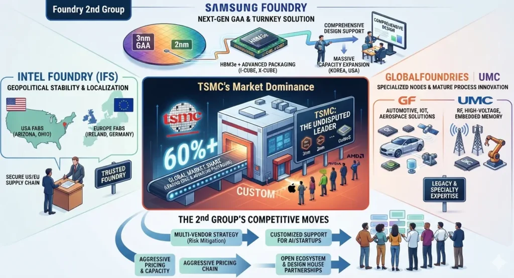 대만 TSMC의 독주 체제 속에서 파운드리 2위 그룹 기업